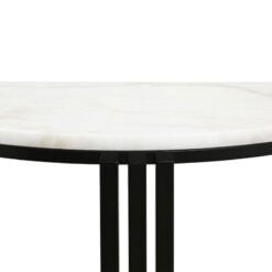 Industrial Small Slim Half Moon Black Metal And White Marble Console Table