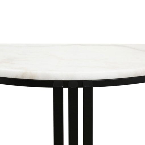 Industrial Small Slim Half Moon Black Metal And White Marble Console Table