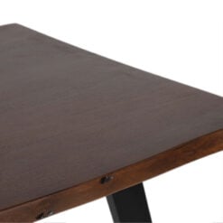 Industrial Solid Dark Walnut Finish Acacia Wood And Black Metal 6 Seater Dining Table 150cm