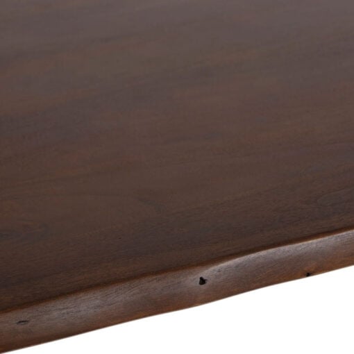 Industrial Solid Dark Walnut Finish Acacia Wood And Black Metal 6 Seater Live Edge Dining Table 150cm