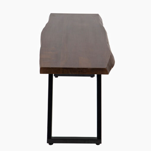 Industrial Solid Dark Walnut Finish Acacia Wood And Black Metal Backless Live Edge Dining Bench 140cm