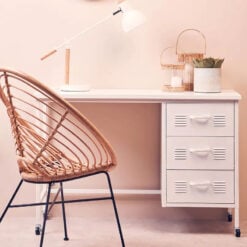Industrial White Metal Locker Style 3 Drawer Desk With Wheels