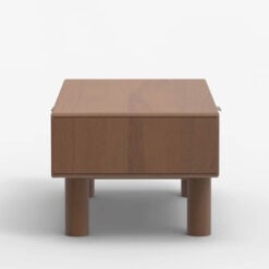 Japandi Boho Rustic Solid Dark Walnut Mango Wood And Burl Wood 1 Drawer 2 Tier Coffee Table 100cm