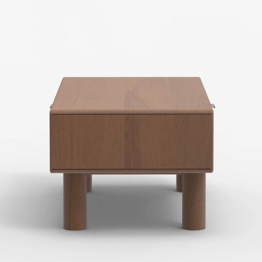 Japandi Boho Rustic Solid Dark Walnut Mango Wood And Burl Wood 1 Drawer 2 Tier Coffee Table 100cm