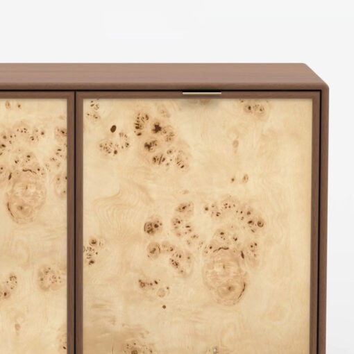 Japandi Boho Rustic Solid Dark Walnut Mango Wood And Burl Wood 2 Door Cabinet Sideboard 100cm