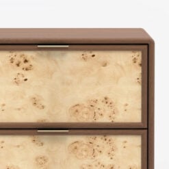 Japandi Boho Rustic Solid Dark Walnut Mango Wood And Burl Wood 2 Drawer Bedside Cabinet Side Table