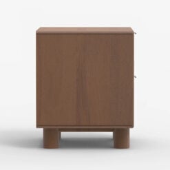 Japandi Boho Rustic Solid Dark Walnut Mango Wood And Burl Wood 2 Drawer Bedside Cabinet Side Table