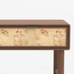 Japandi Boho Rustic Solid Dark Walnut Mango Wood And Burl Wood 2 Drawer Console Table