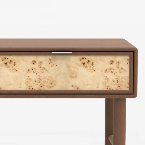 Japandi Boho Rustic Solid Dark Walnut Mango Wood And Burl Wood 2 Drawer Console Table