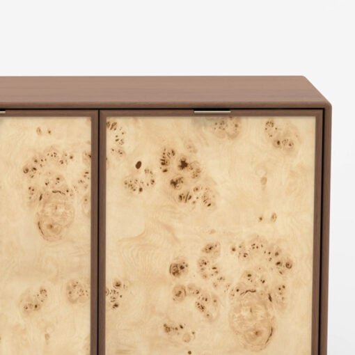 Japandi Boho Rustic Solid Dark Walnut Mango Wood And Burl Wood 3 Door Sideboard 145cm