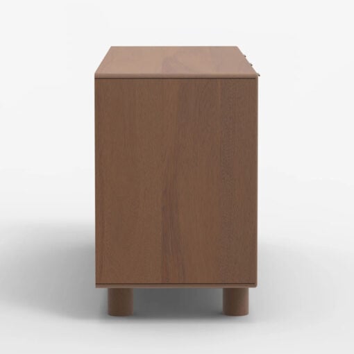 Japandi Boho Rustic Solid Dark Walnut Mango Wood And Burl Wood 3 Door Sideboard 145cm