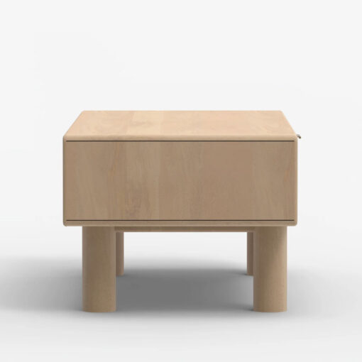 Japandi Boho Rustic Solid Light Mango Wood And Burl Wood 1 Drawer 2 Tier Coffee Table 100cm