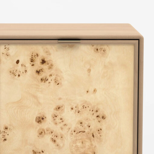 Japandi Boho Rustic Solid Light Mango Wood And Burl Wood 2 Door Cabinet Sideboard 100cm