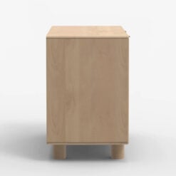 Japandi Boho Rustic Solid Light Mango Wood And Burl Wood 2 Door Cabinet Sideboard 100cm