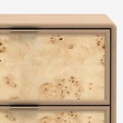 Japandi Boho Rustic Solid Light Mango Wood And Burl Wood 2 Drawer Bedside Cabinet Side Table