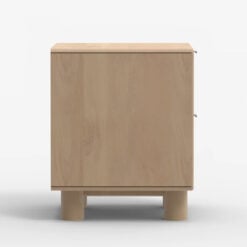 Japandi Boho Rustic Solid Light Mango Wood And Burl Wood 2 Drawer Bedside Cabinet Side Table