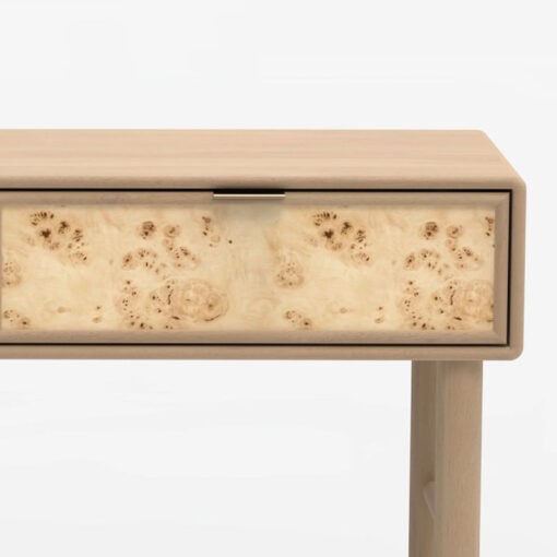 Japandi Boho Rustic Solid Light Mango Wood And Burl Wood 2 Drawer Console Table
