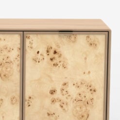 Japandi Boho Rustic Solid Light Mango Wood And Burl Wood 3 Door Sideboard 145cm