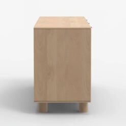 Japandi Boho Rustic Solid Light Mango Wood And Burl Wood 3 Door Sideboard 145cm