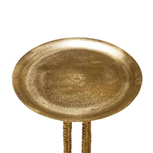 Open Frame Pedestal Antique Gold Textured Metal Side Table End Table