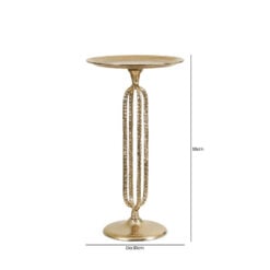 Open Frame Pedestal Antique Gold Textured Metal Side Table End Table