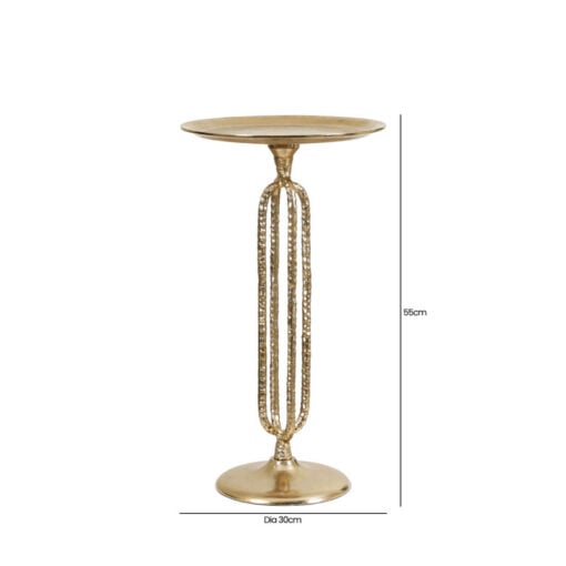 Open Frame Pedestal Antique Gold Textured Metal Side Table End Table