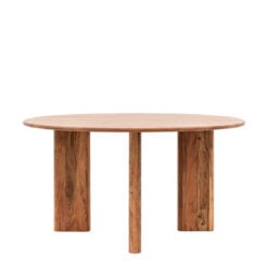 Rustic Country Farmhouse Solid Acacia Wood 4 Seater Round Dining Table 150cm