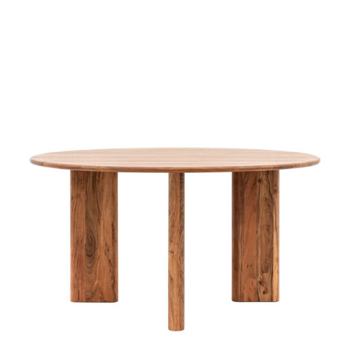 Rustic Country Farmhouse Solid Acacia Wood 4 Seater Round Dining Table 150cm