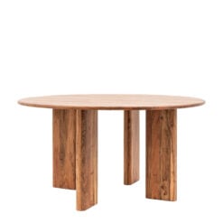 Rustic Country Farmhouse Solid Acacia Wood 4 Seater Round Dining Table 150cm