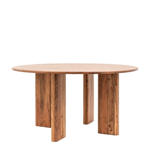 Rustic Country Farmhouse Solid Acacia Wood 4 Seater Round Dining Table 150cm
