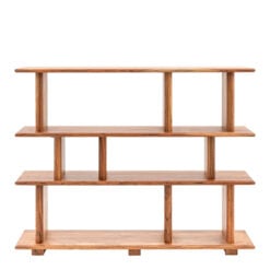 Rustic Country Farmhouse Solid Acacia Wood 4 Tier Open Display Shelving Unit Bookcase