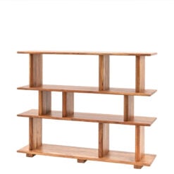 Rustic Country Farmhouse Solid Acacia Wood 4 Tier Open Display Shelving Unit Bookcase