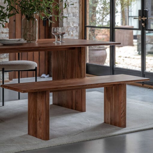 Rustic Country Farmhouse Solid Acacia Wood Backless Dining Bench 140cm
