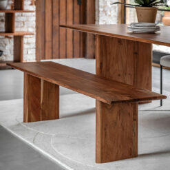 Rustic Country Farmhouse Solid Acacia Wood Large Dining Bench 180cm