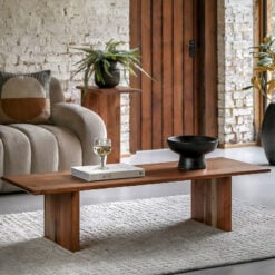 Rustic Country Farmhouse Solid Acacia Wood Large Low Coffee Table 150cm