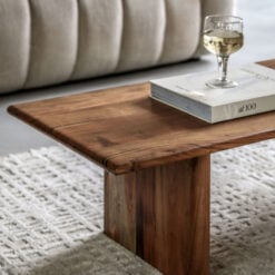 Rustic Country Farmhouse Solid Light Acacia Wood Large Low Coffee Table 150cm