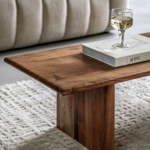 Rustic Country Farmhouse Solid Acacia Wood Large Low Coffee Table 150cm