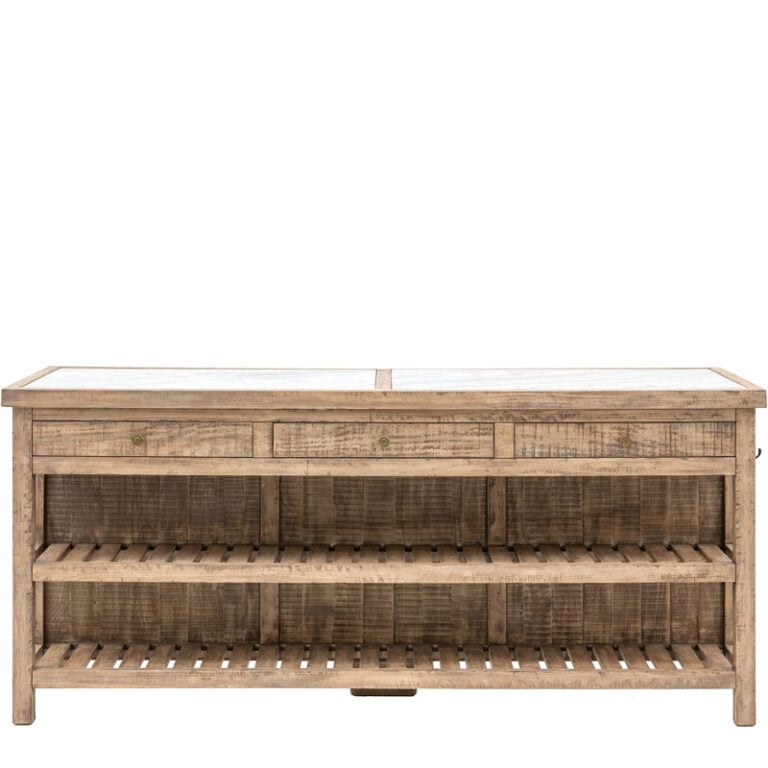 Rustic Country Farmhouse Solid Light Wood Large Kitchen Island With ...