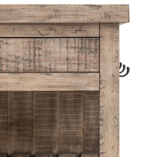 Rustic Country Farmhouse Solid Light Wood Large Kitchen Island With White Marble Top 214cm