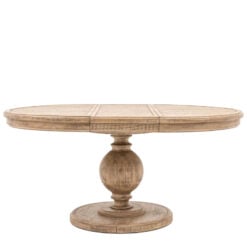 Rustic Country Farmhouse Solid Light Wood Pillar Round Extending 6 Seater Dining Table 120cm-160cm