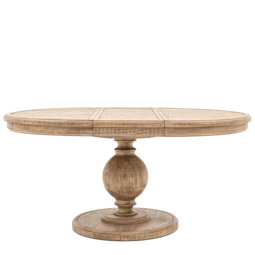 Rustic Country Farmhouse Solid Light Wood Pillar Round Extending 6 Seater Dining Table 120cm-160cm