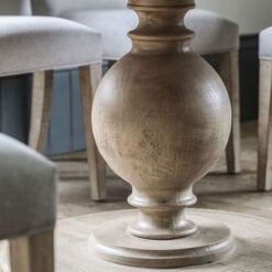 Rustic Country Farmhouse Solid Light Wood Pillar Round Extending 6 Seater Dining Table 120cm-160cm