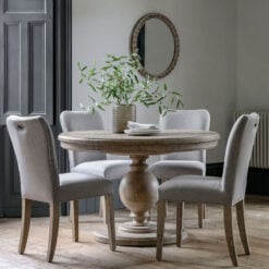 Rustic Country Farmhouse Solid Light Wood Pillar Round Extending 6 Seater Dining Table 120cm-160cm