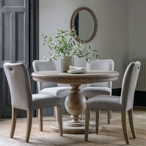 Rustic Country Farmhouse Solid Light Wood Pillar Round Extending 6 Seater Dining Table 120cm-160cm