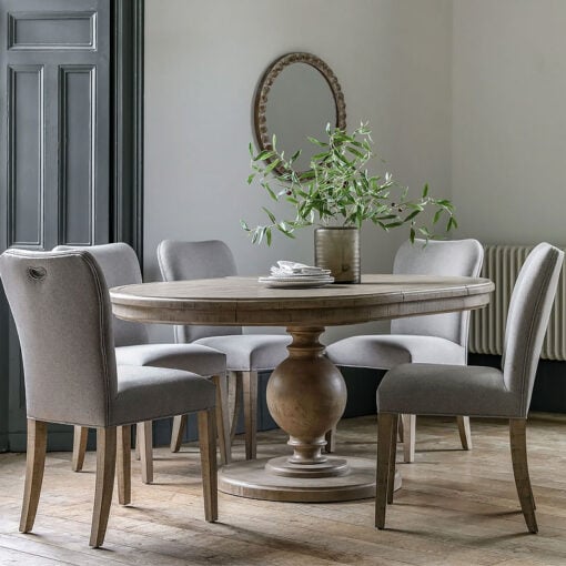Rustic Country Farmhouse Solid Light Wood Pillar Round Extending 6 Seater Dining Table 120cm-160cm