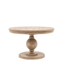 Rustic Country Farmhouse Solid Light Wood Pillar Round Extending 6 Seater Dining Table 120cm-160cm