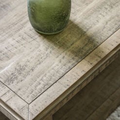 Rustic Country Farmhouse Solid Light Wood Pillar Square 2 Tier Coffee Table 100cm