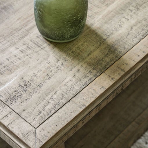 Rustic Country Farmhouse Solid Light Wood Pillar Square 2 Tier Coffee Table 100cm