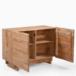 Rustic Solid Light Acacia Wood 2 Door Cabinet Sideboard 100cm
