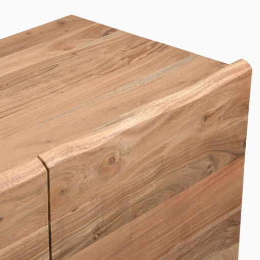 Rustic Solid Light Acacia Wood 2 Door Cabinet Sideboard 100cm